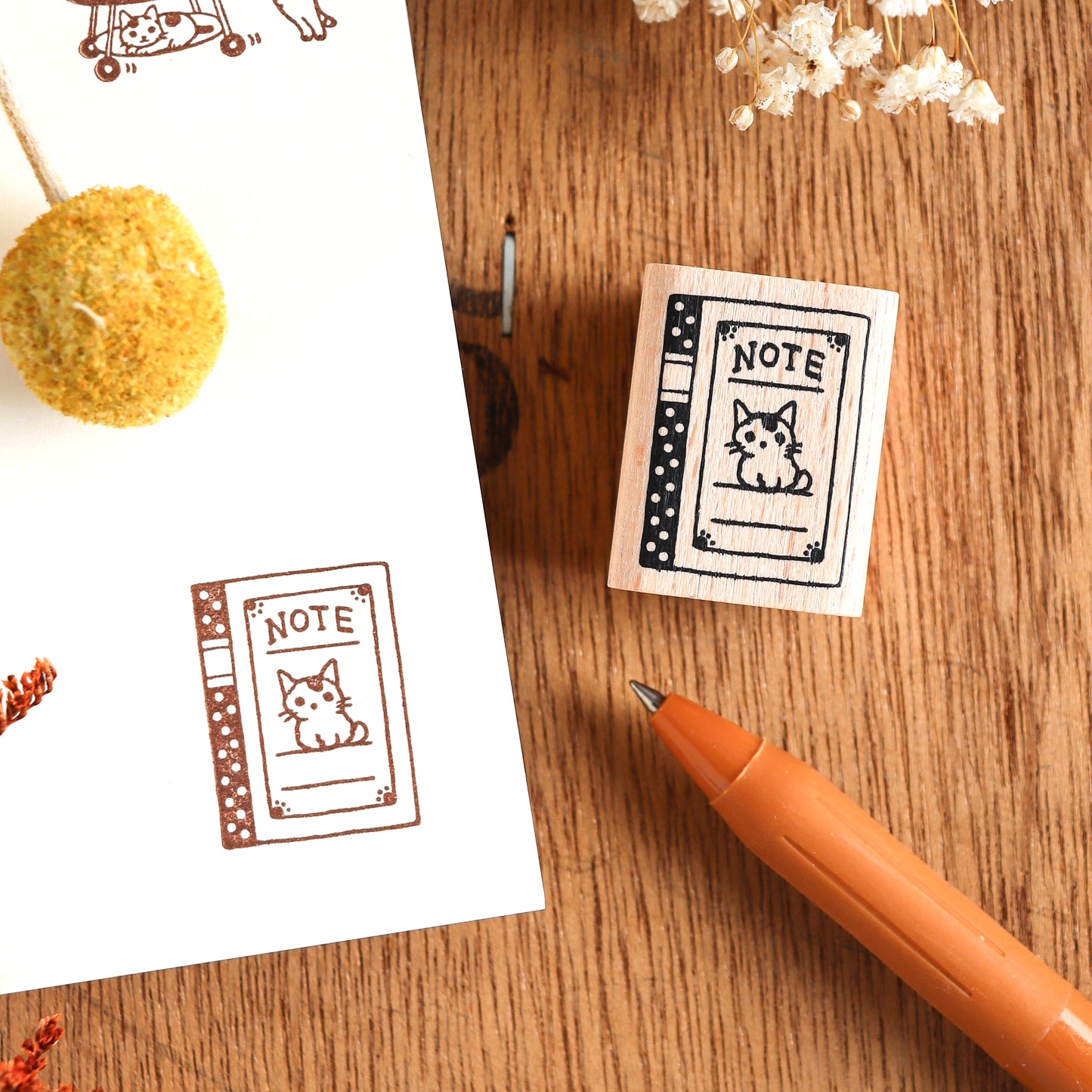 Pottering Cat / Cat Rubber Stamp - Notebook