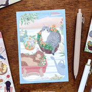 Cat Postcard - Garden