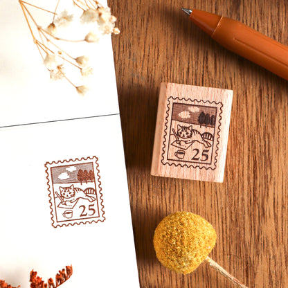 Pottering Cat / Cat Rubber Stamp - Stamp