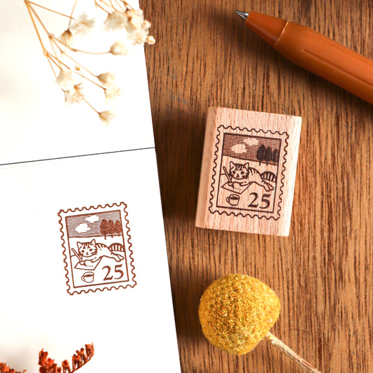 Pottering Cat / Cat Rubber Stamp - Stamp