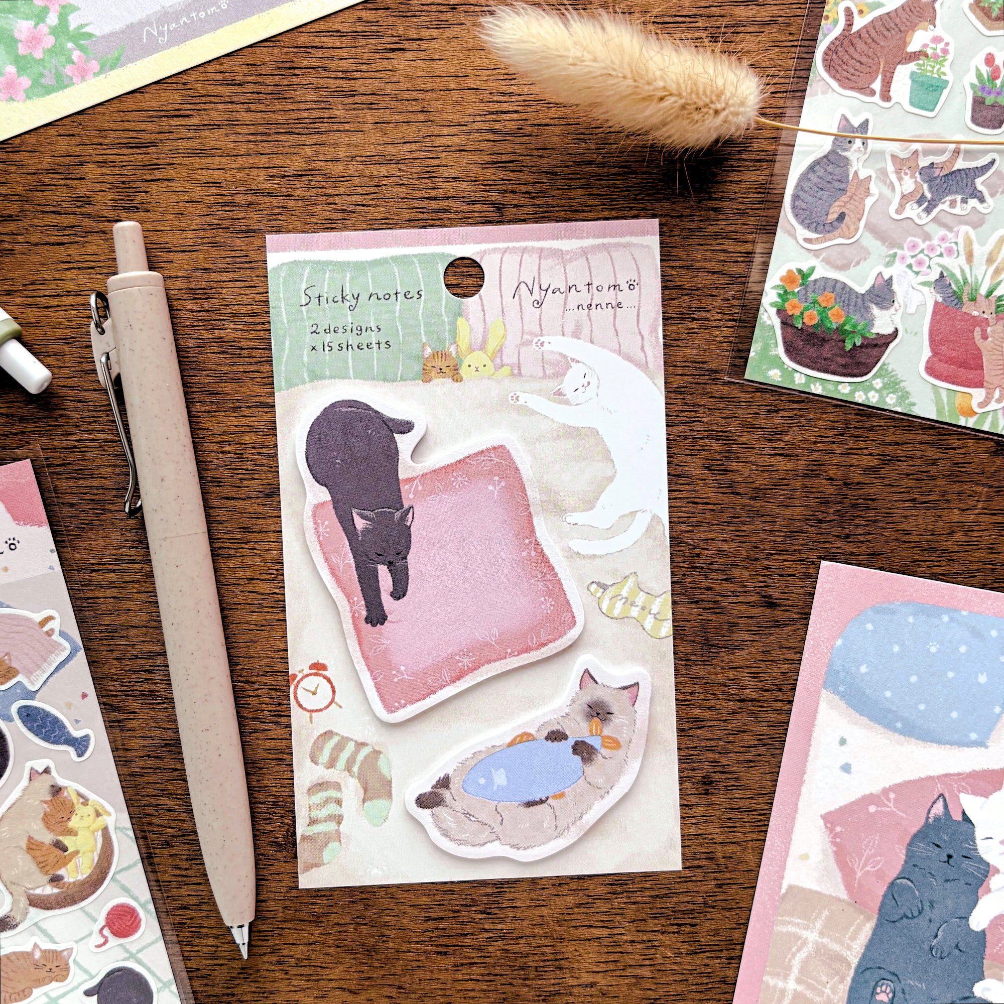 Die-cut Cat Sticky Note - Sleepy Cat