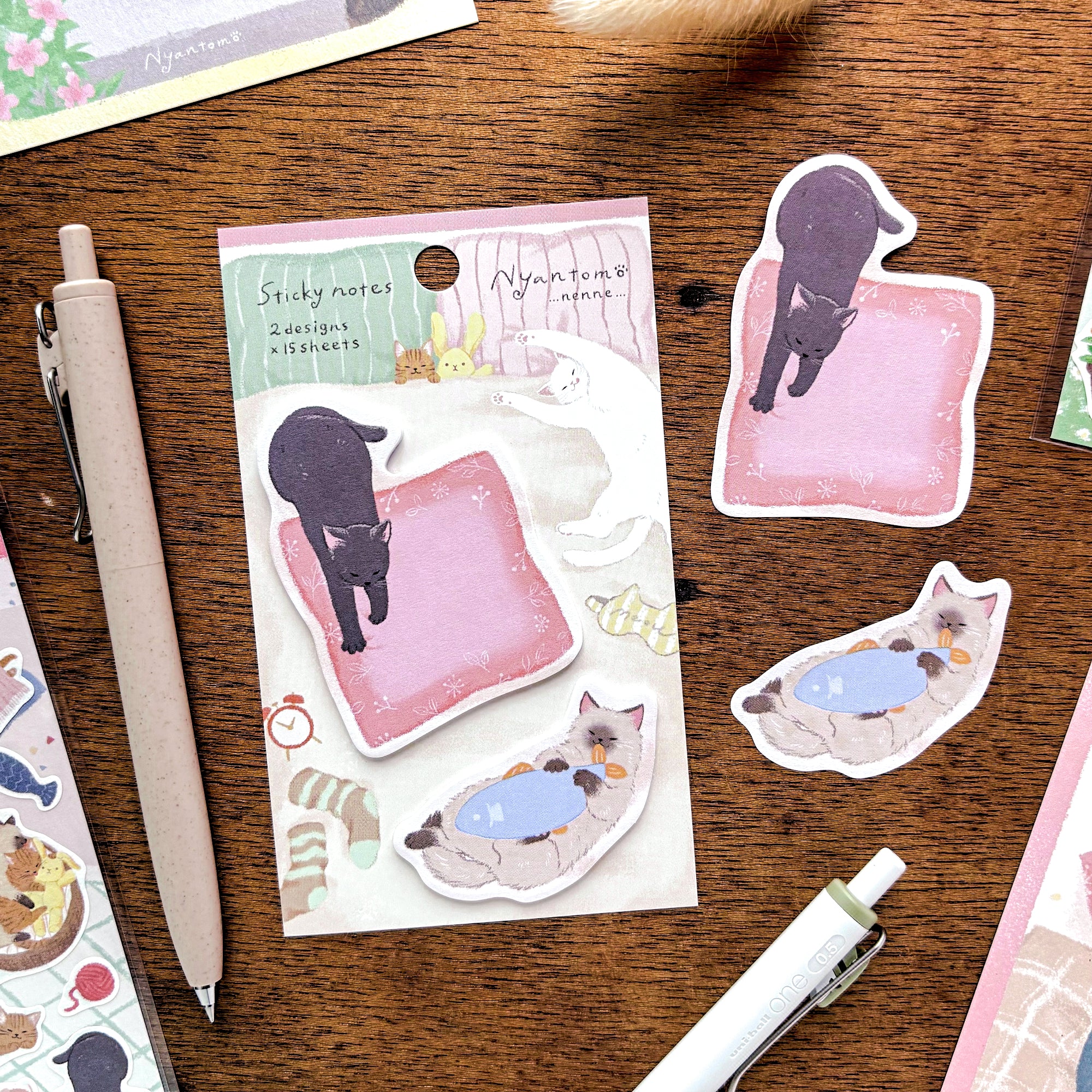 Die-cut Cat Sticky Note - Sleepy Cat