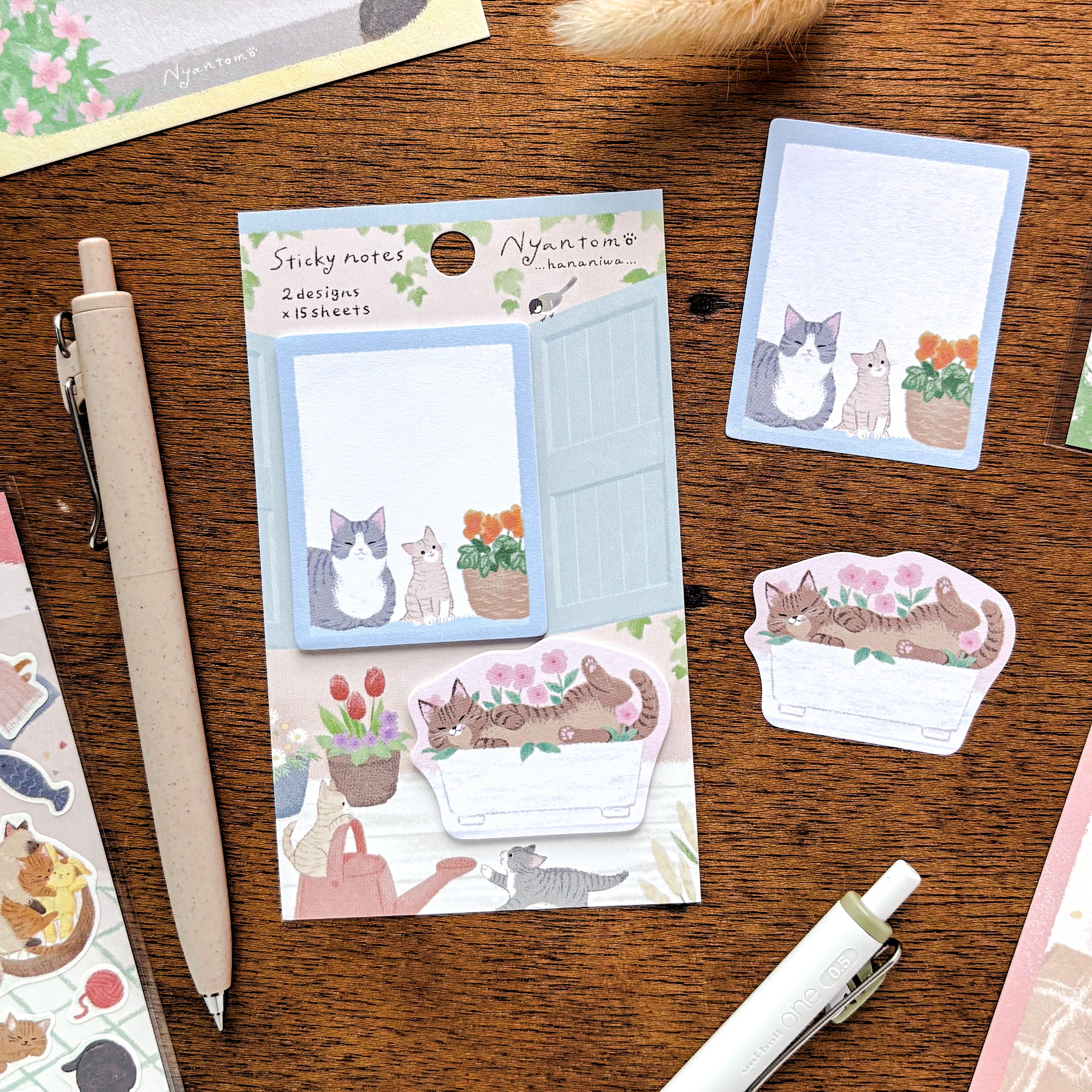 Die-cut Cat Sticky Note - Garden