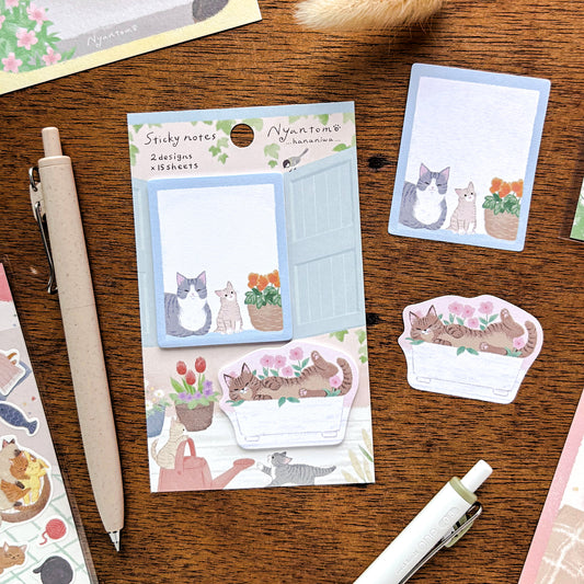 Die-cut Cat Sticky Note - Garden