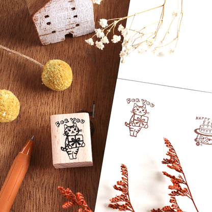 Pottering Cat / Cat Rubber Stamp - For You