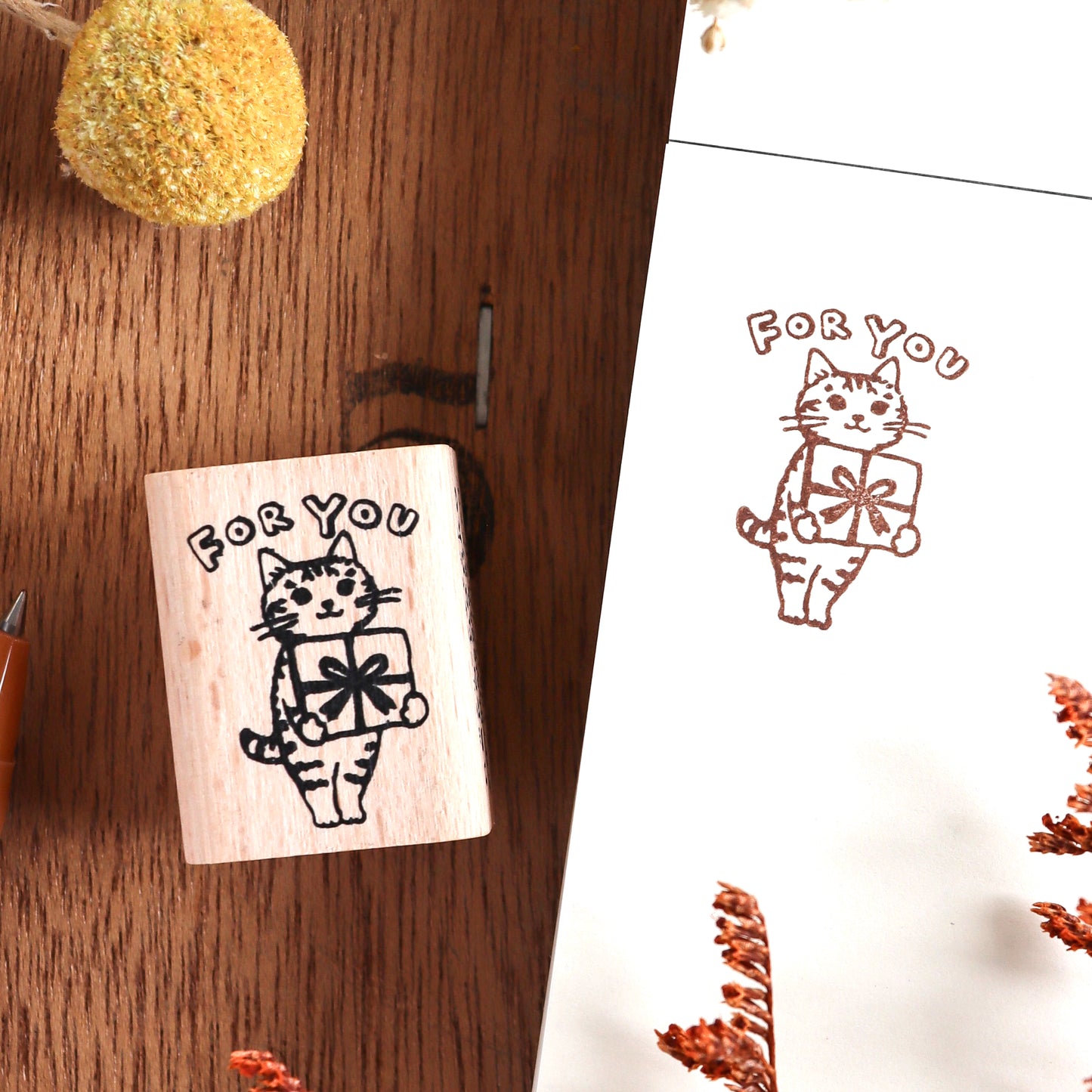 Pottering Cat / Cat Rubber Stamp - For You