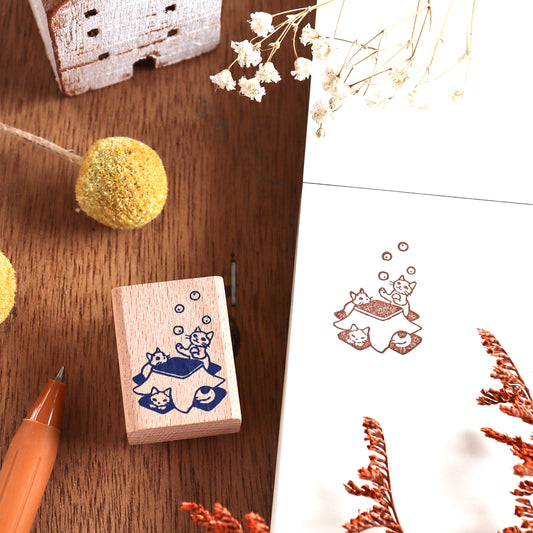 Pottering Cat / Cat Rubber Stamp - Kotatsu