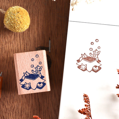 Pottering Cat / Cat Rubber Stamp - Kotatsu