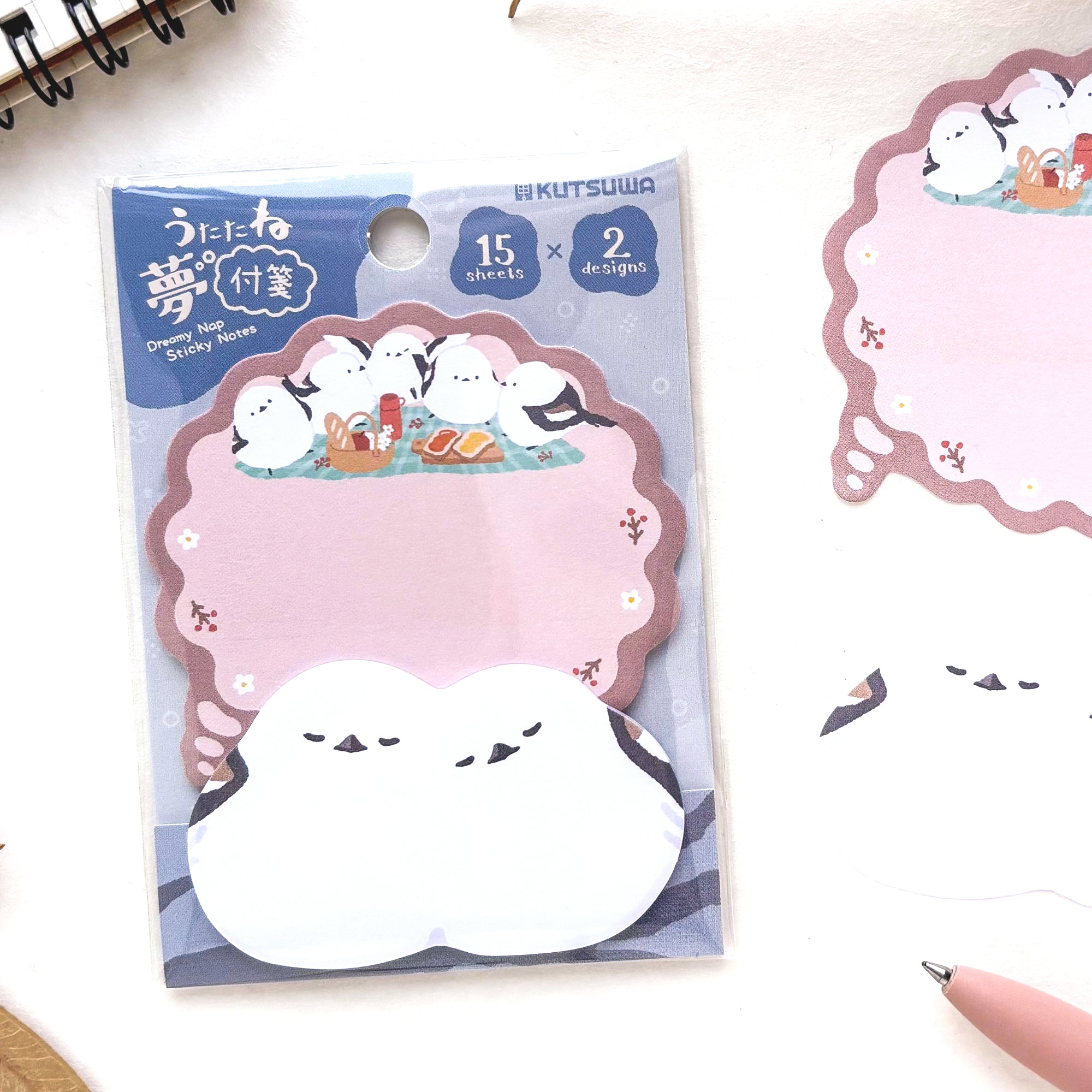 Sleepy Animal Sticky Note Set - Long-tailed tit