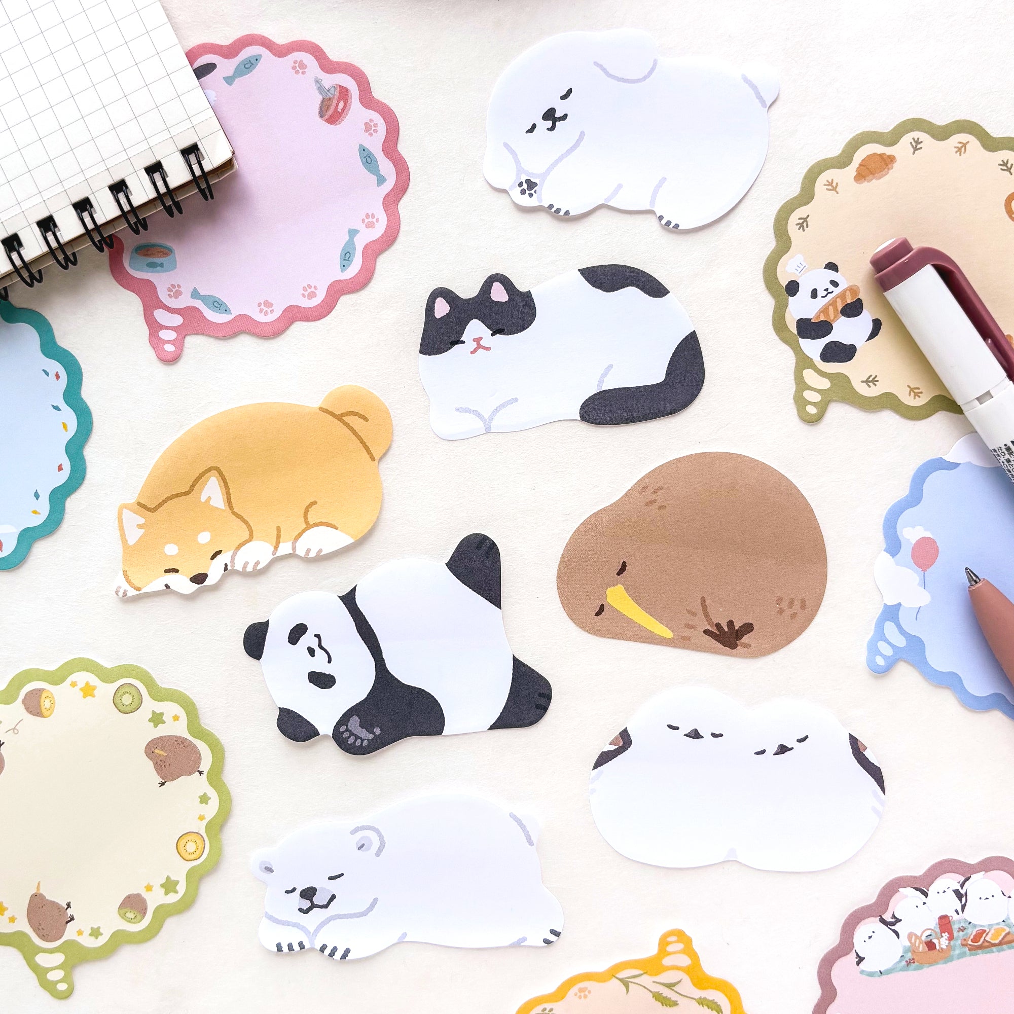 Sleepy Animal Sticky Note Set - Cat
