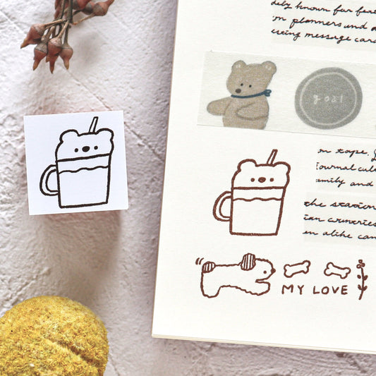 Ranmyu / Rubber Stamp - Bear Straw Cup