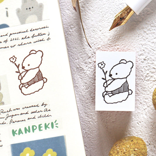 Ranmyu / Rubber Stamp - Bear and Flower