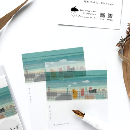 Miki Tamura / Tracing Paper Set - Blue and Town