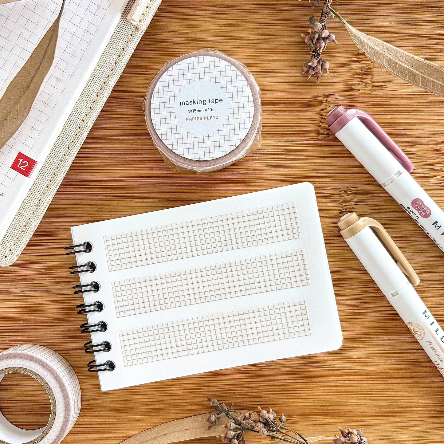 Papier Platz / Washi Tape - Grid Brown