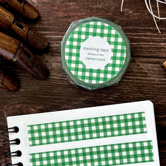 Papier Platz / Washi Tape - Checkered (green)