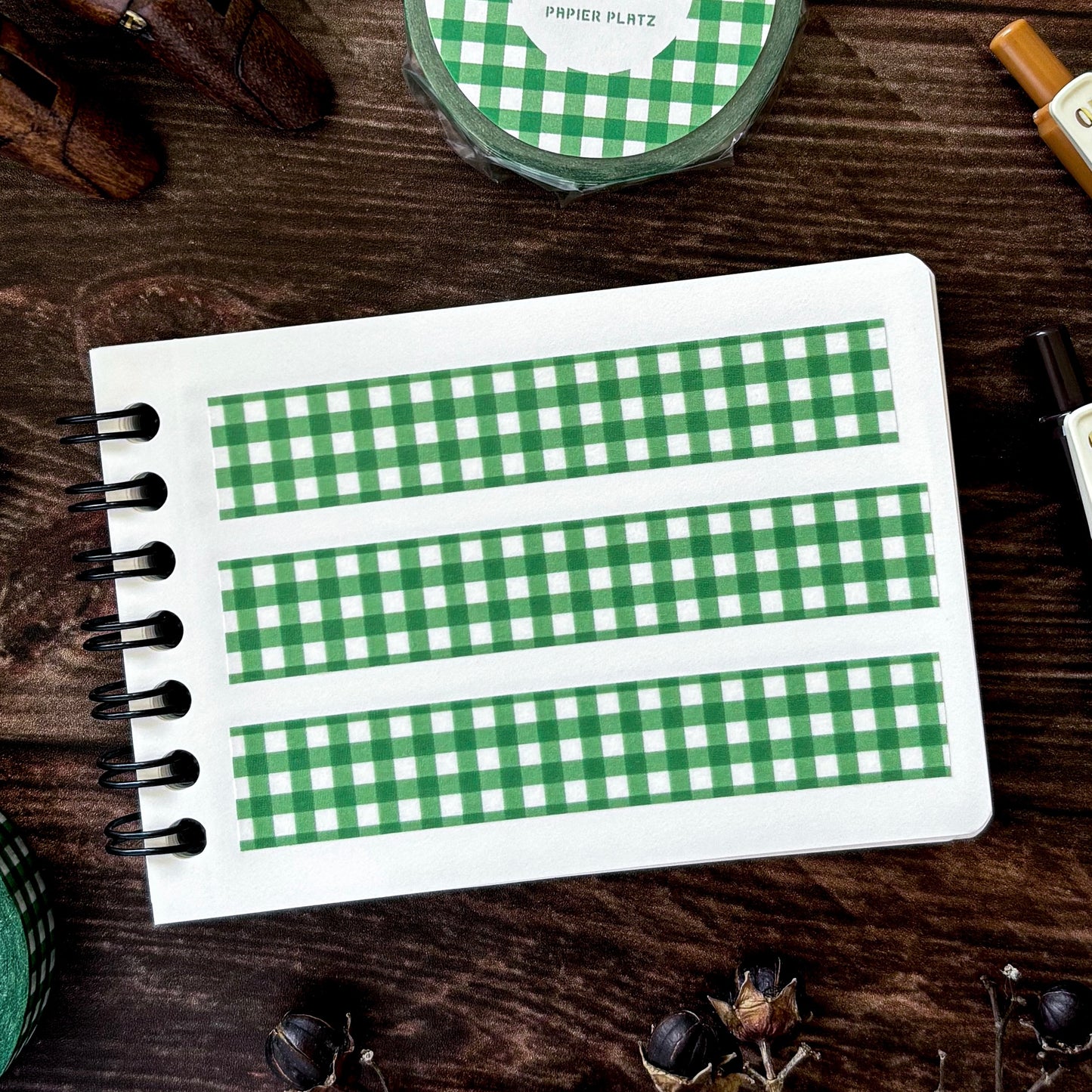 Papier Platz / Washi Tape - Checkered (green)