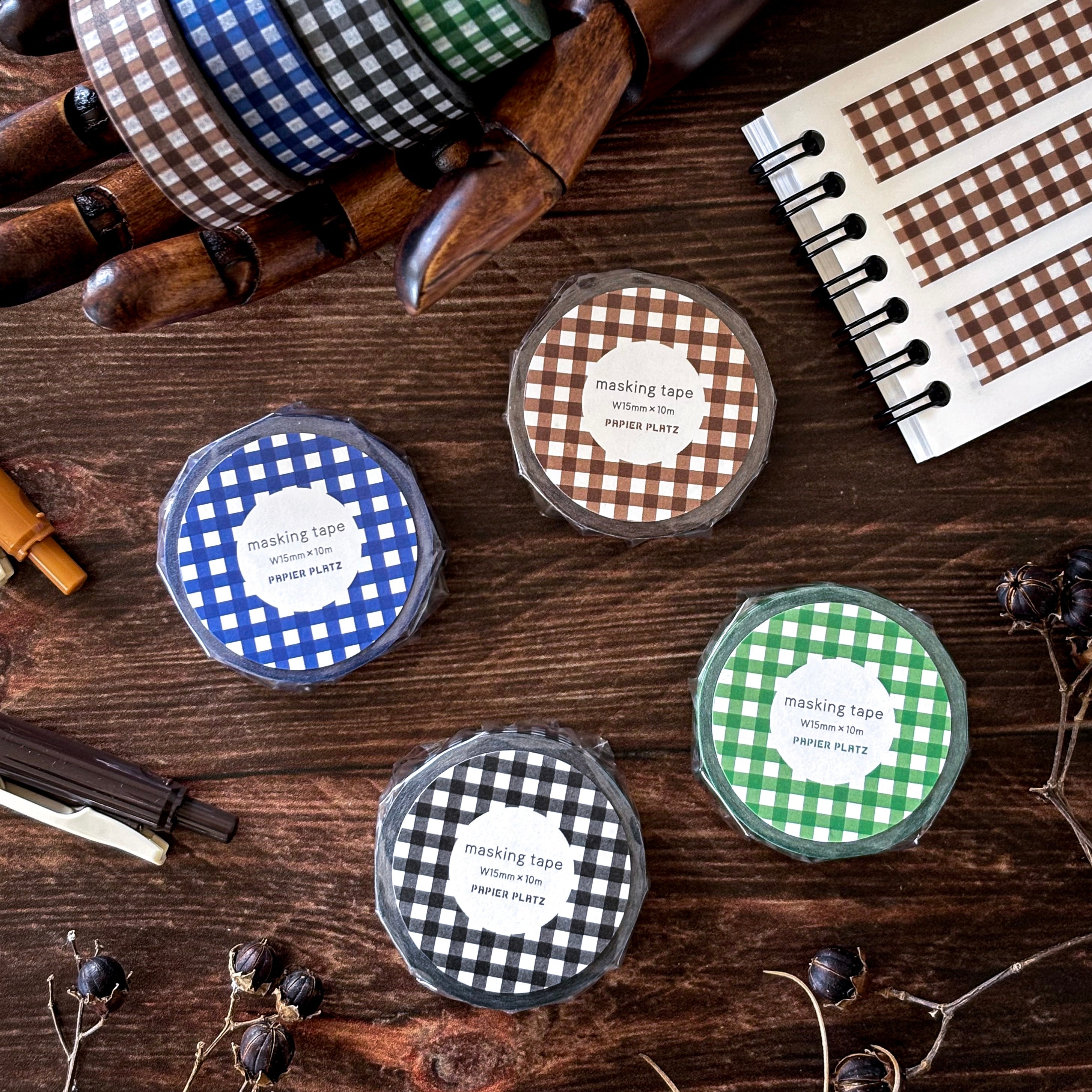 Papier Platz / Washi Tape - Checkered (green)