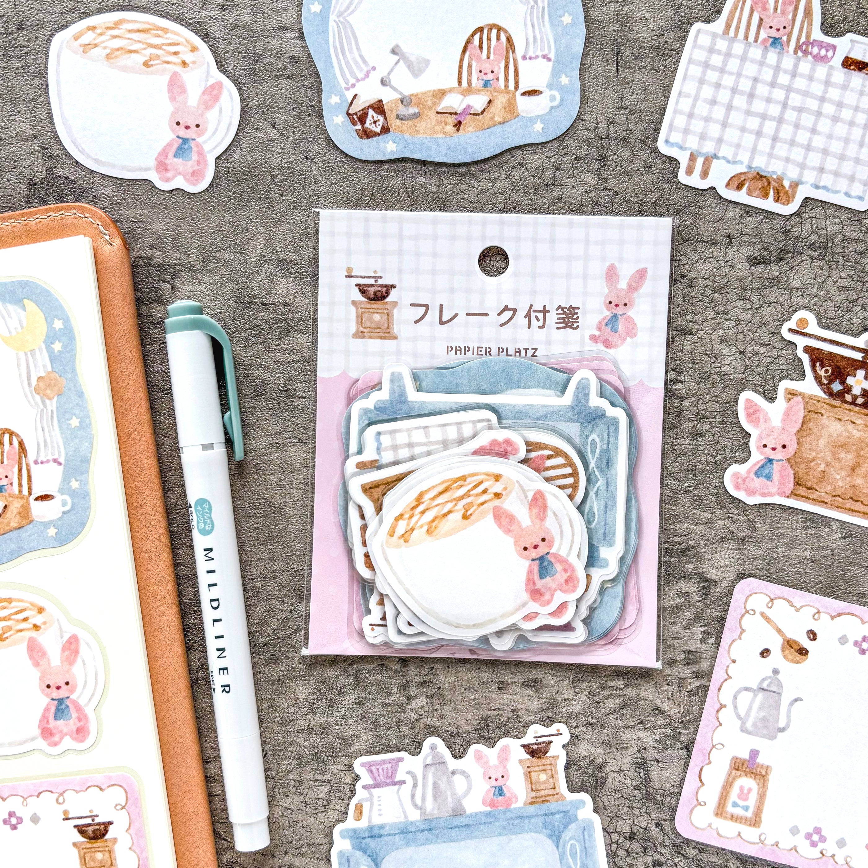 Waka Nakauchi / Flake Sticky Note - Bunny & Coffee