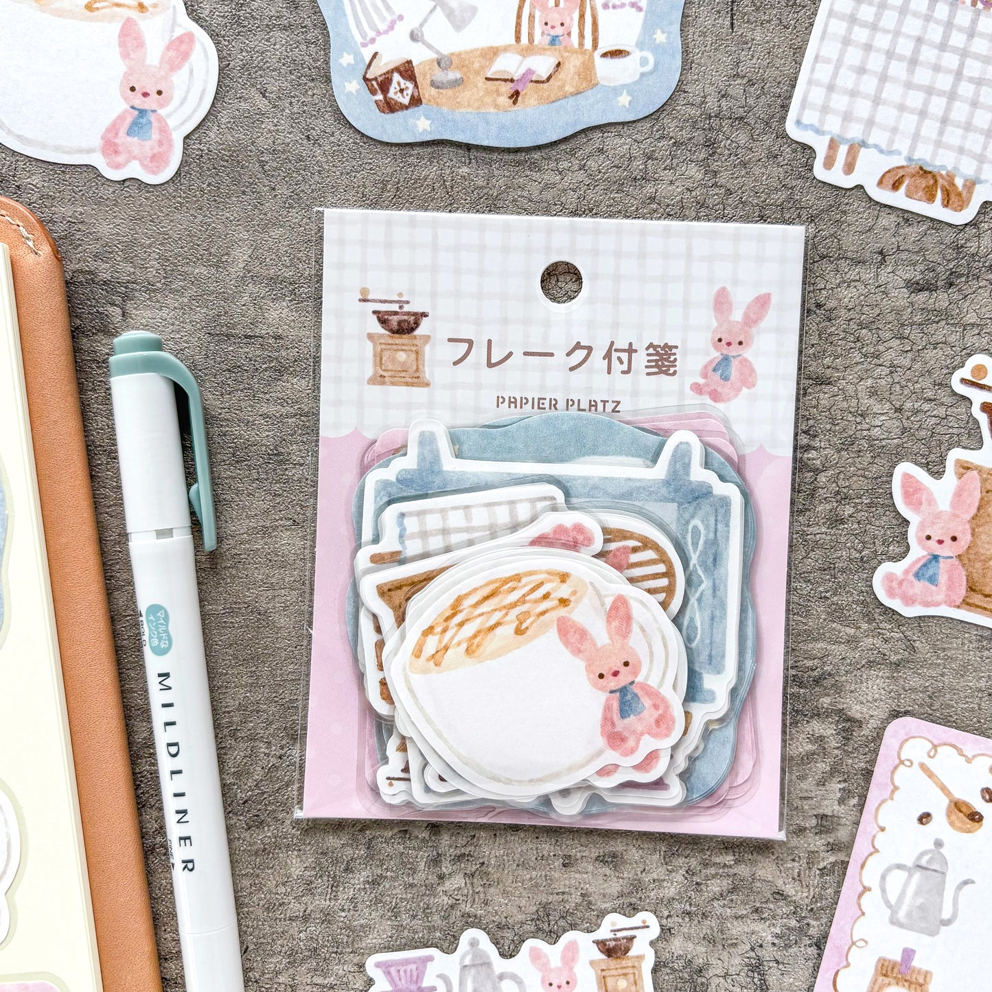 Waka Nakauchi / Flake Sticky Note - Bunny & Coffee