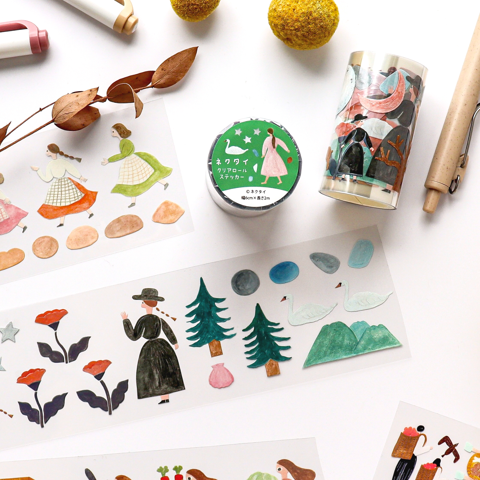 Necktie / Foil-Stamped Clear Roll Stickers