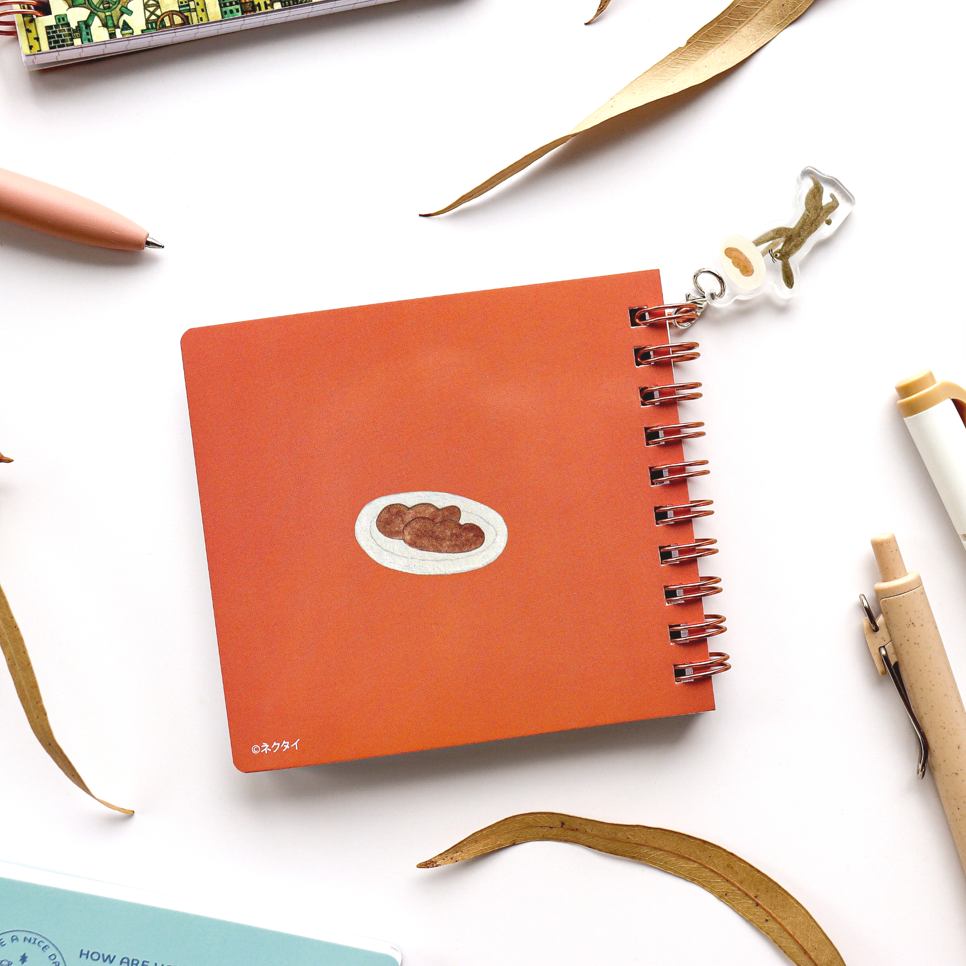 Necktie / Handy Square Notebook with Acrylic Charm