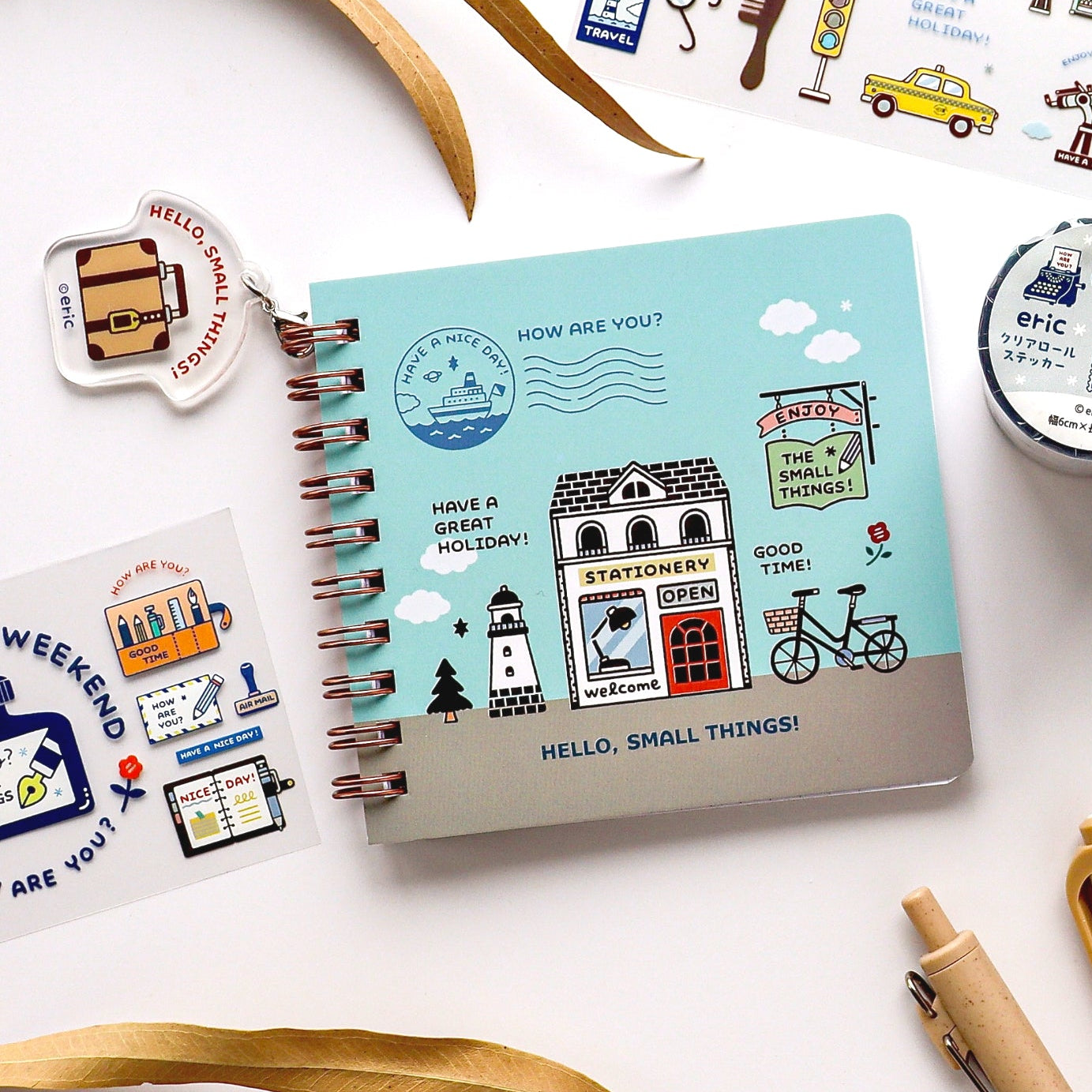 eric / Handy Square Notebook with Acrylic Charm