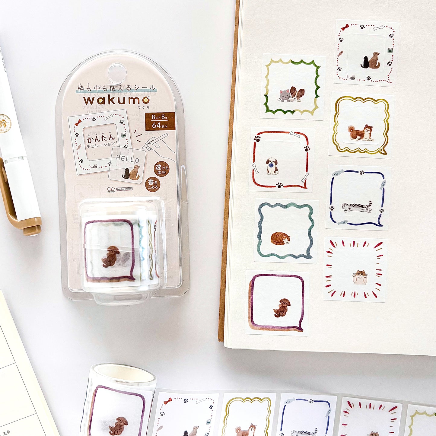 Wakumo Frame Stickers - Square (Word Balloon and Animal)