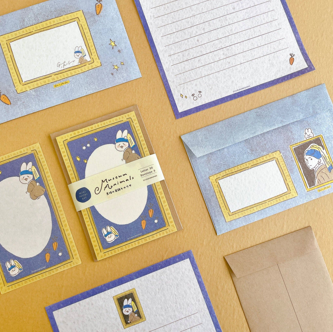 Furukawa Paper / Limited Edition Mini Letter Set - Girl with a Pearl Earring Bunny