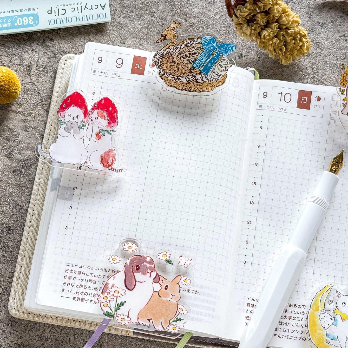 Shinako Moriyama / Rotating Paper Clip - Bunny & Daisy