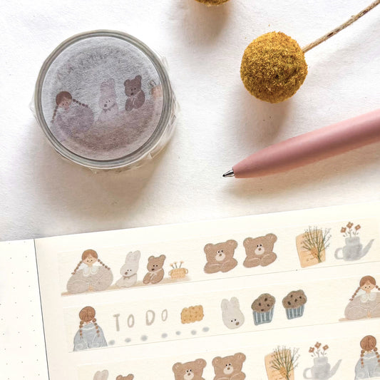 Ranmyu / Washi Tape - Girl and Bear