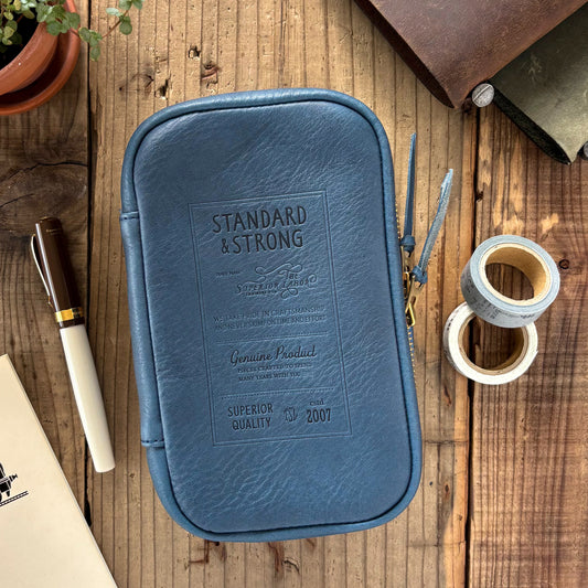 THE SUPERIOR LABOR / ユティリティレザーポーチ「Stamped・ブルー」