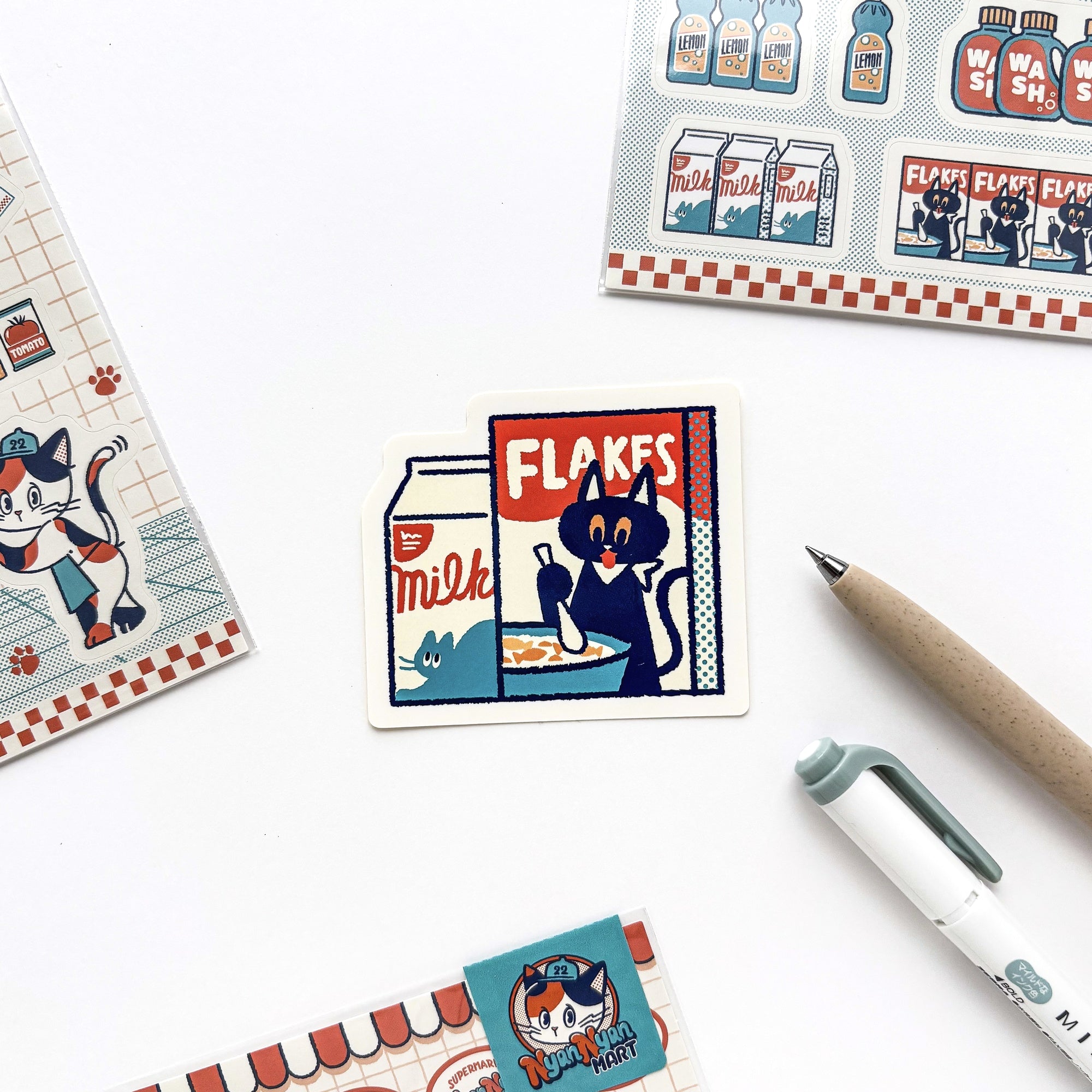 Obi1 / Nyan Nyan MART Vinyl Stickers - Milk & Flakes