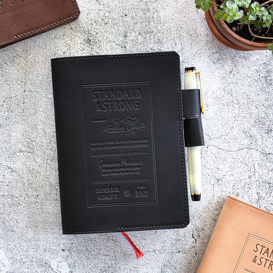 The Superior Labor / Stamped A6 Leather Notebook Cover - Black