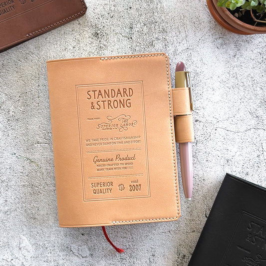 The Superior Labor / Stamped A6 Leather Notebook Cover - Natural