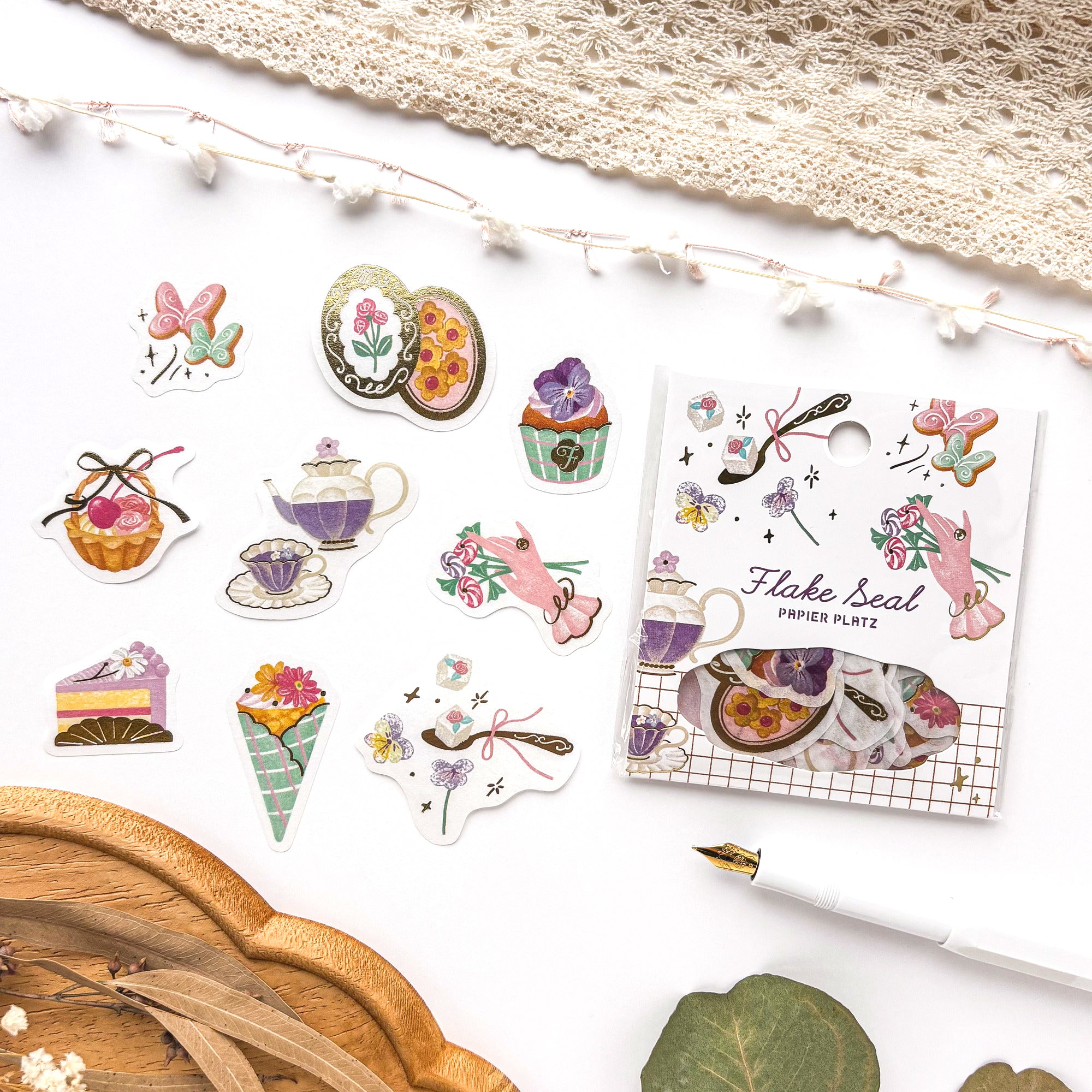 ALACARUDOU / Shiny Flake Stickers - Fleur et Sweets - Le Jardin