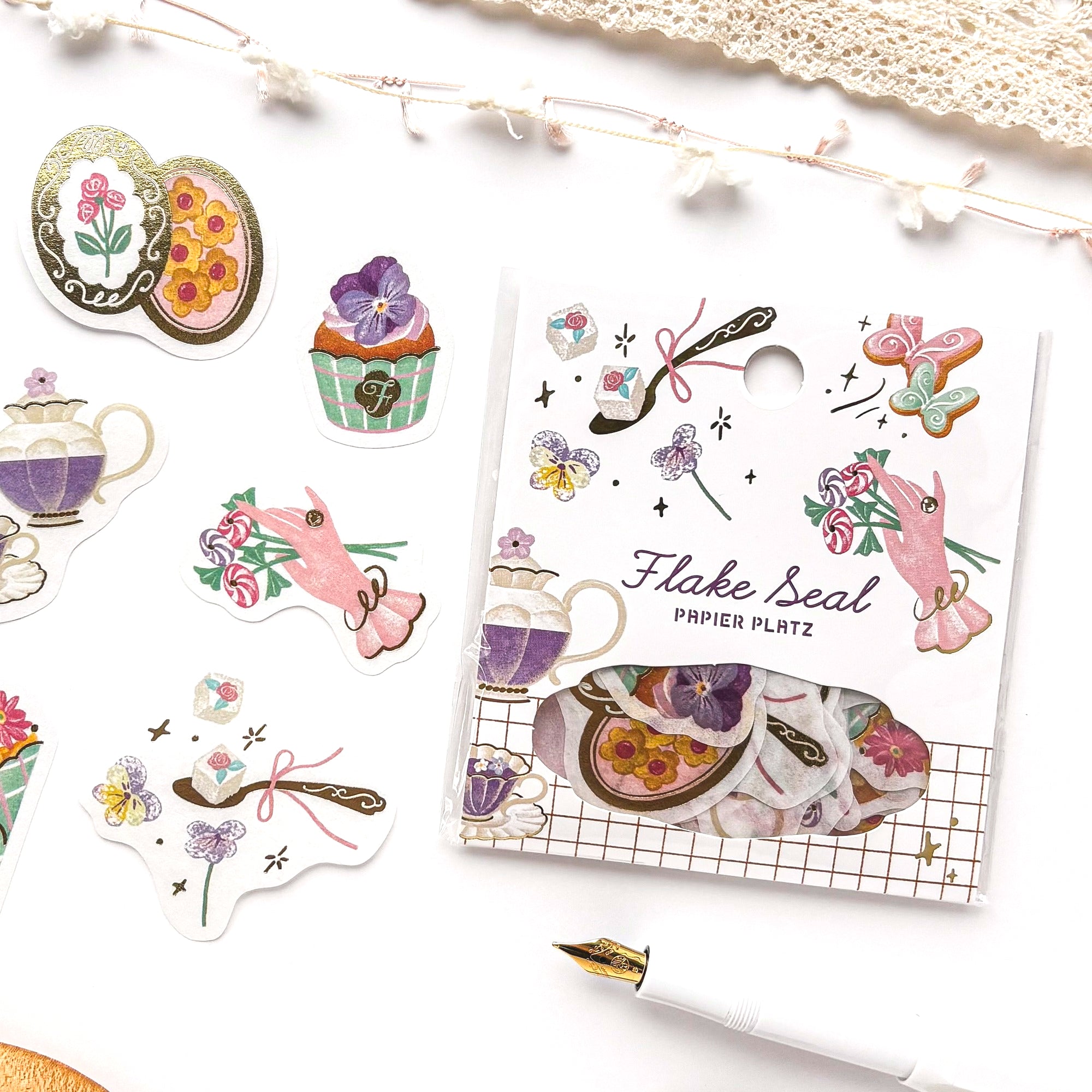 ALACARUDOU / Shiny Flake Stickers - Fleur et Sweets - Le Jardin