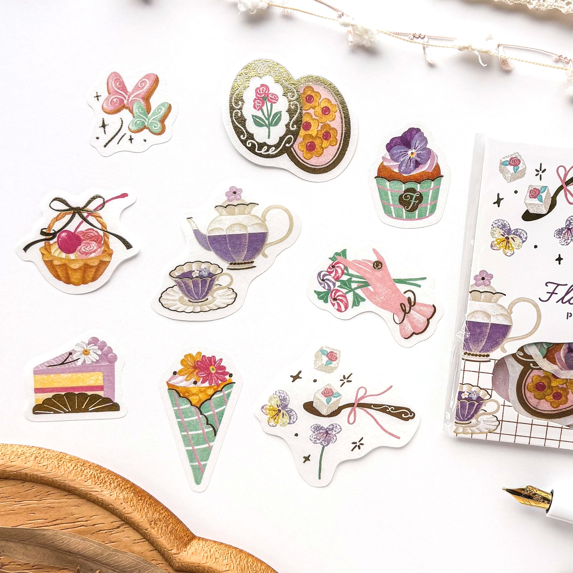 ALACARUDOU / Shiny Flake Stickers - Fleur et Sweets - Le Jardin