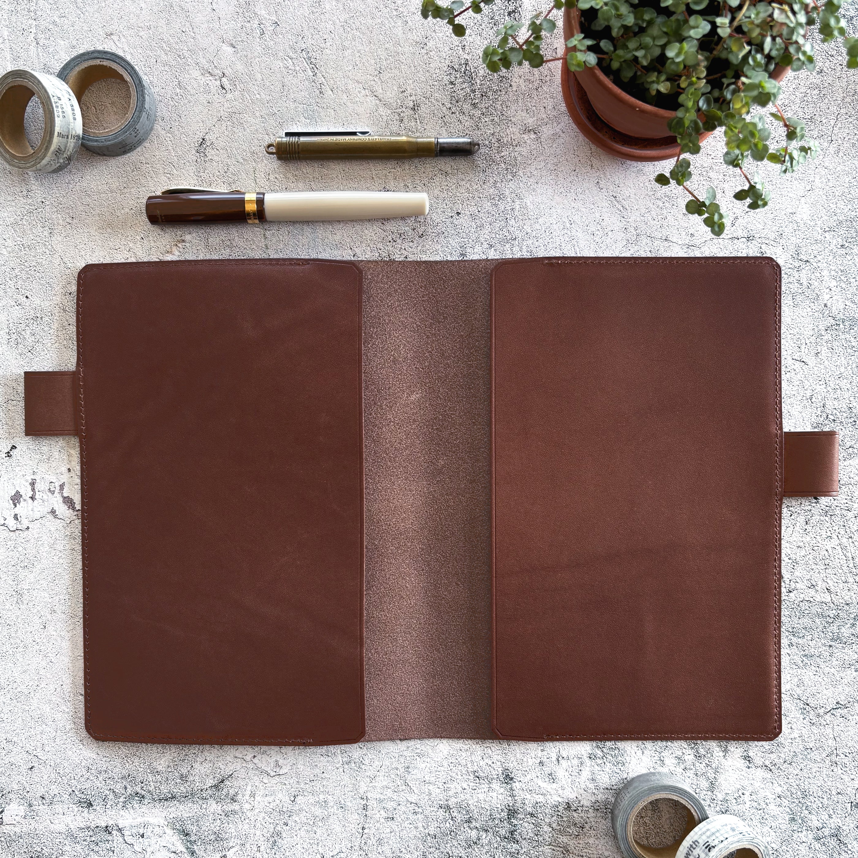 The Superior Labor / Stamped A5 Leather Notebook Cover - Brown