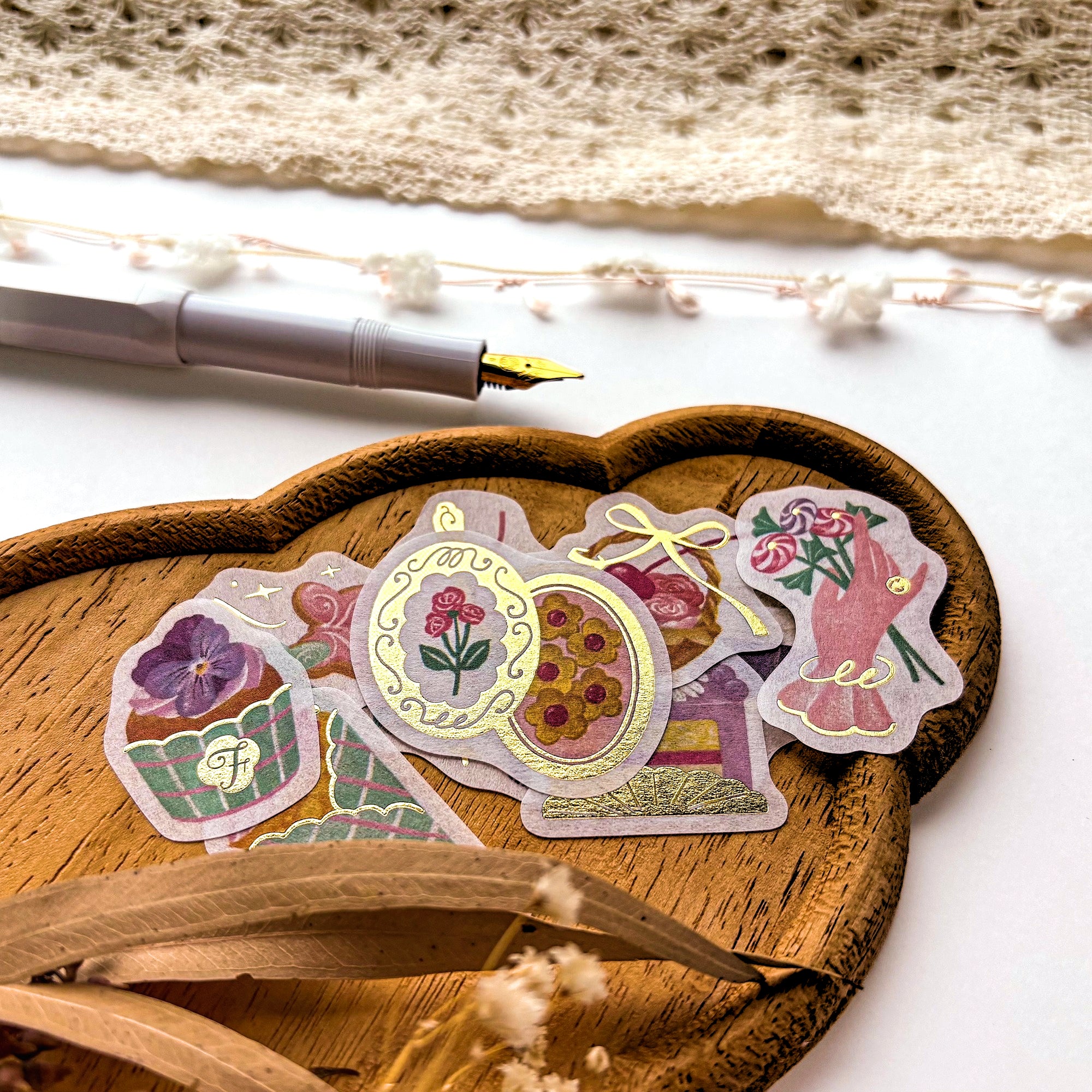 ALACARUDOU / Shiny Flake Stickers - Fleur et Sweets - Le Jardin