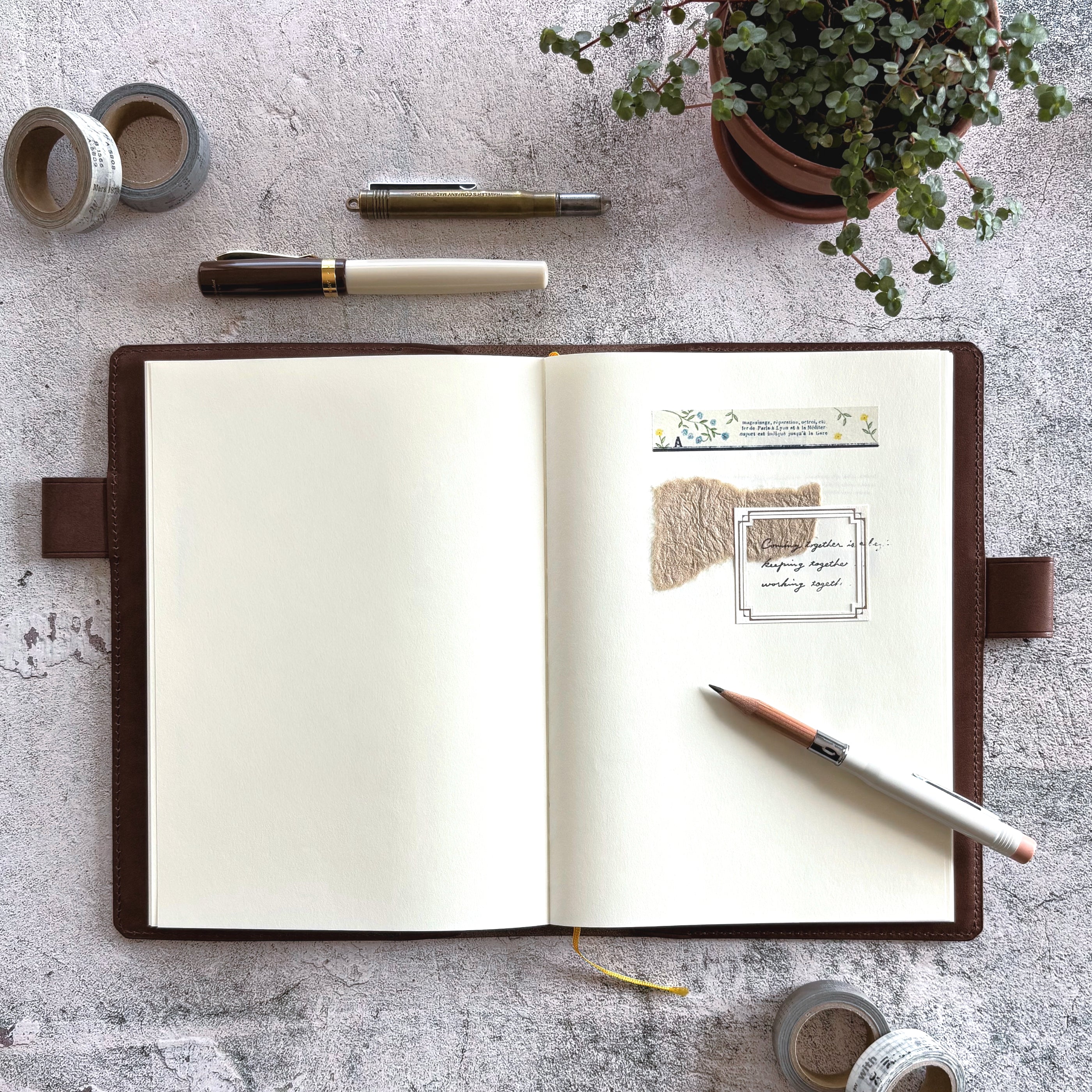 The Superior Labor / Stamped A5 Leather Notebook Cover - Brown