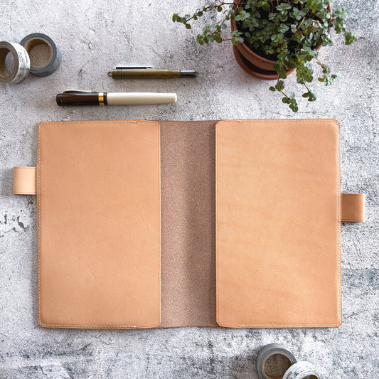 The Superior Labor / Stamped A5 Leather Notebook Cover - Natural