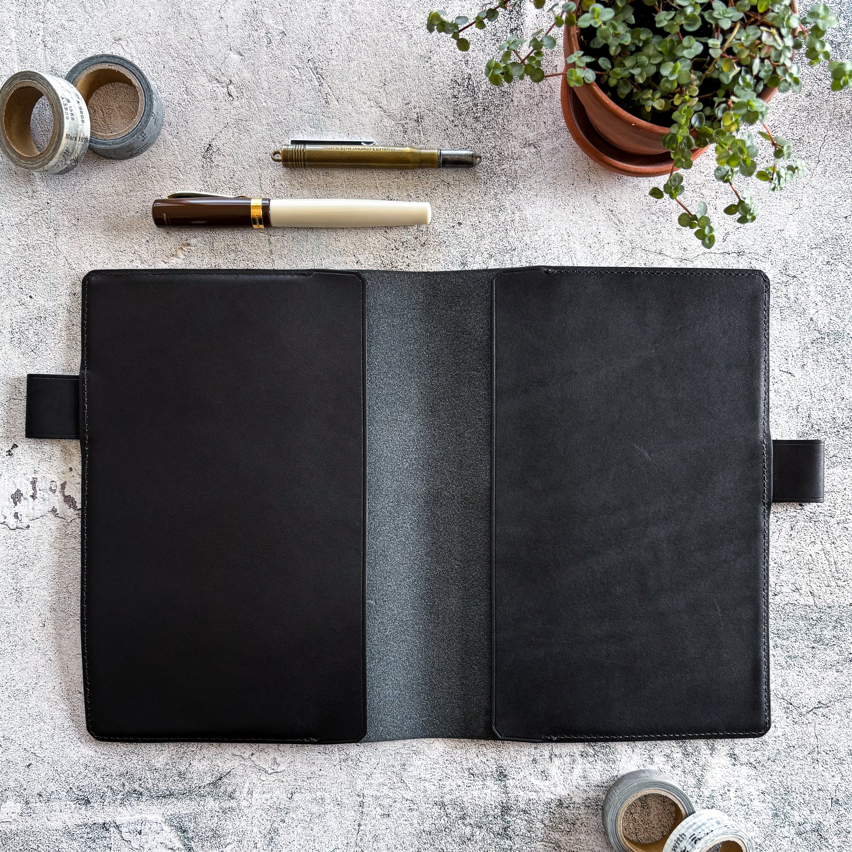 The Superior Labor / Stamped A5 Leather Notebook Cover - Black