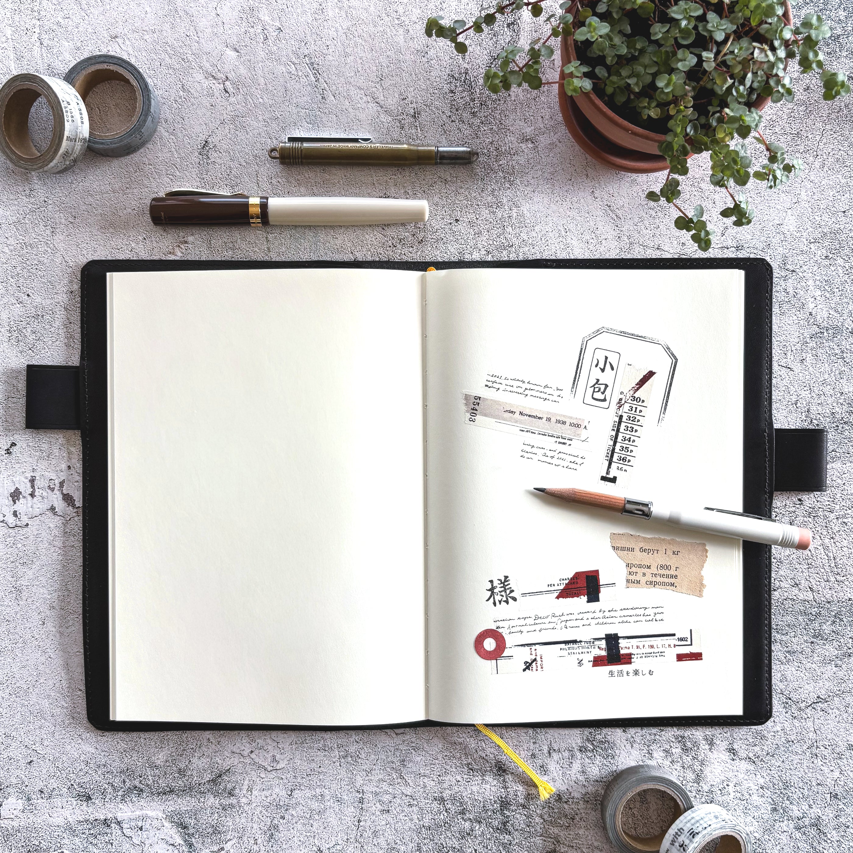 The Superior Labor / Stamped A5 Leather Notebook Cover - Black