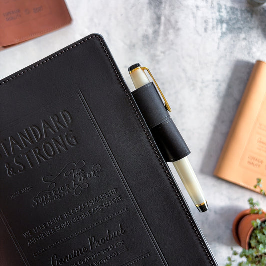 The Superior Labor / Stamped A5 Leather Notebook Cover - Black