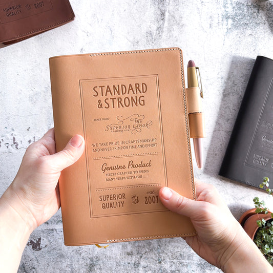 The Superior Labor / Stamped A5 Leather Notebook Cover - Natural