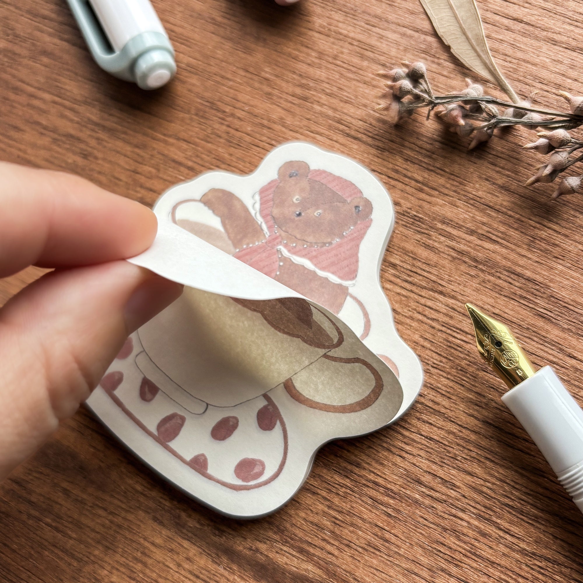 Shoichiro Tobimatsu / Die-cut Sticky Notes - Bear & Tea