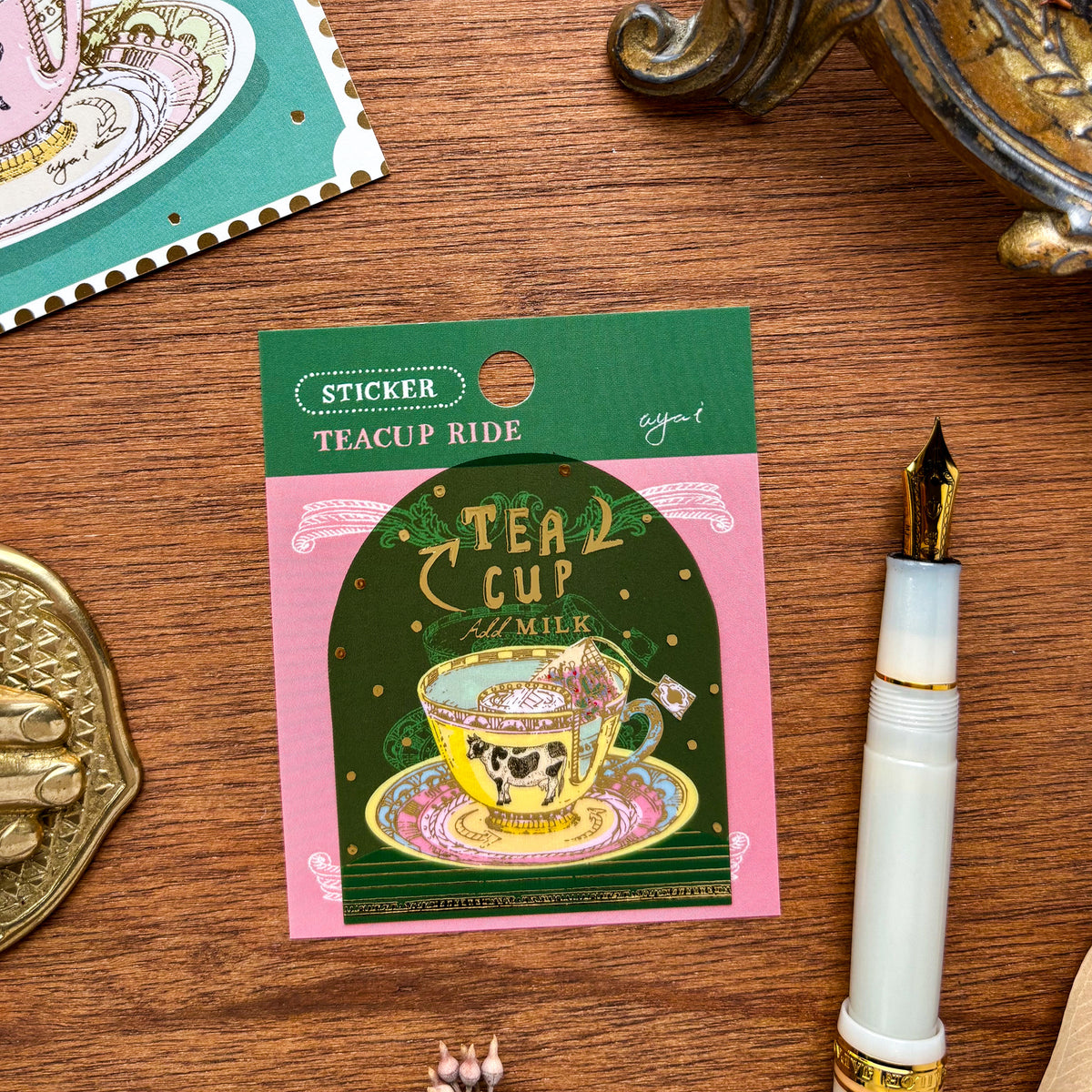 Aya Inoue / Clear Shiny Sticker - Tea Cup