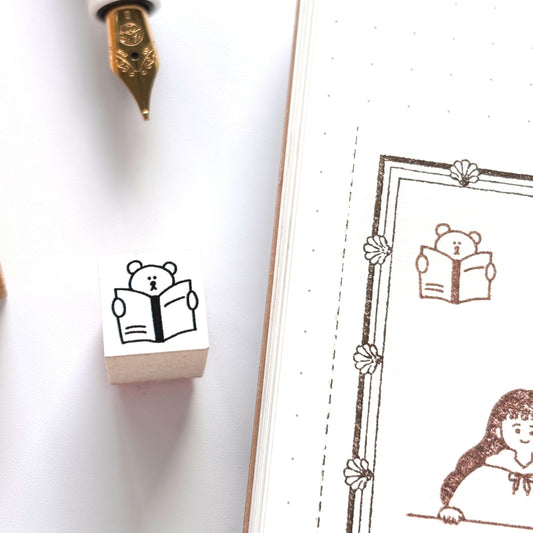 Peppoko / Mini Rubber Stamp - Reading