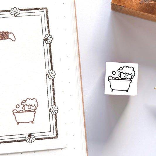 Peppoko / Mini Rubber Stamp - Bath Time