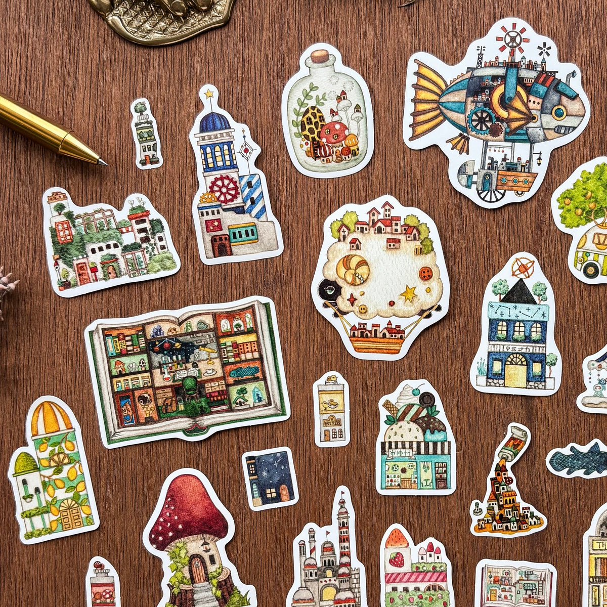 Kuusoogai / Flake Stickers Set - Fantasy Town Assortment